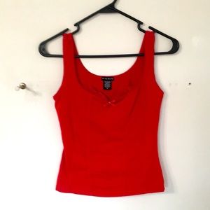 BOGO Fang Red tang top with lace and bow size small.